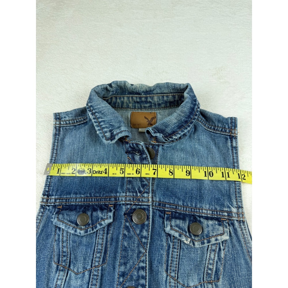 American Eagle Outfitters Denim Vest Women's Blue Jean Button Up Sleeveless - Picture 4 of 9